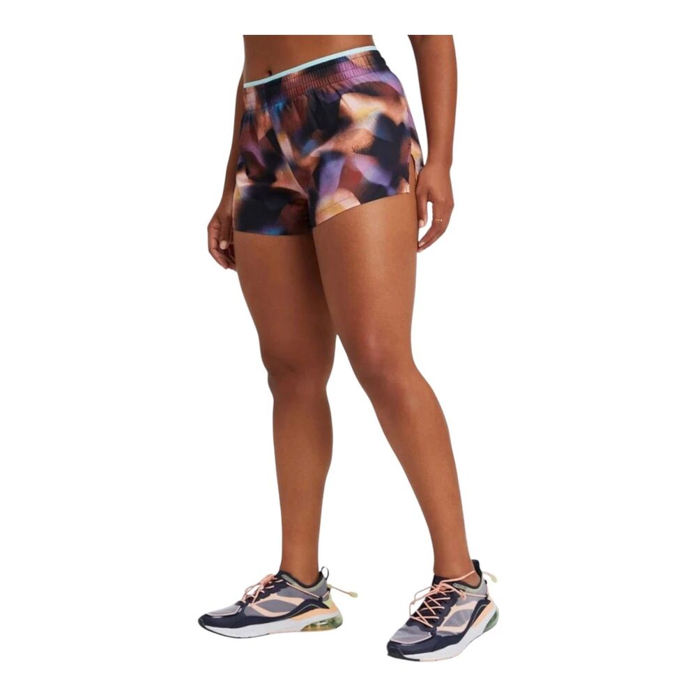 Fabletics Breathe Mid-Rise Run Shorts Size XL Meltdown Crystal Wave Reflective